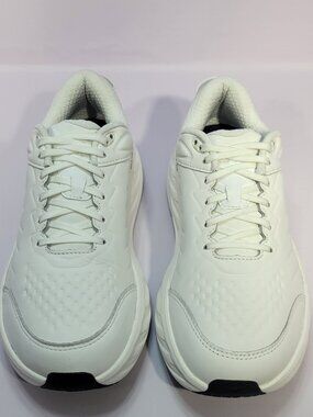 Hoka One Bondi SR Wide Women's Size 8D White Leather Slip Resistant Work Shoes